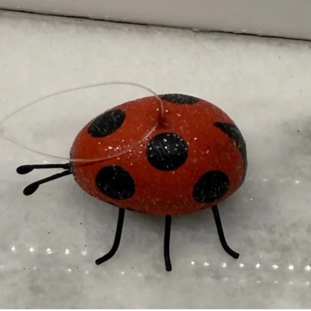 Rare Pier One Vintage Glitter Red Ladybug Ornament EUC